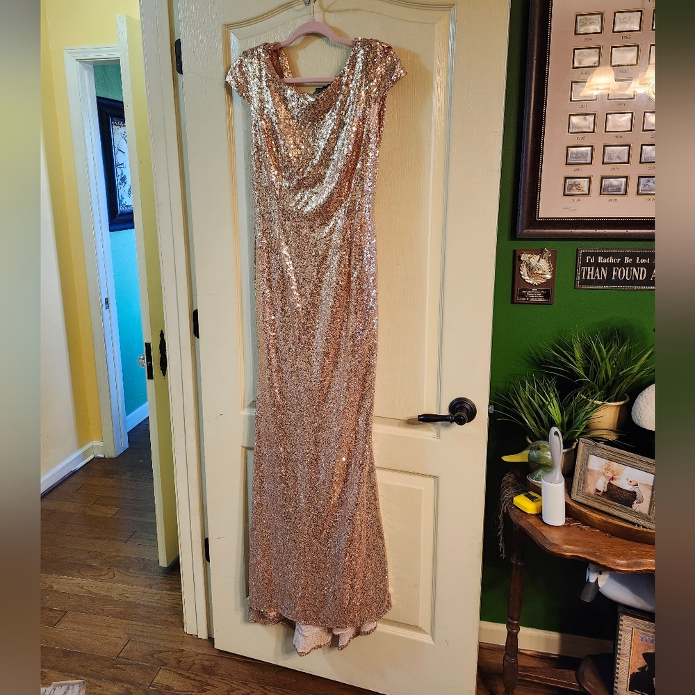 PINK SEQUIN BRIDESMAID DRESS